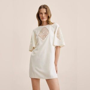 MANGO Embroidered Dress